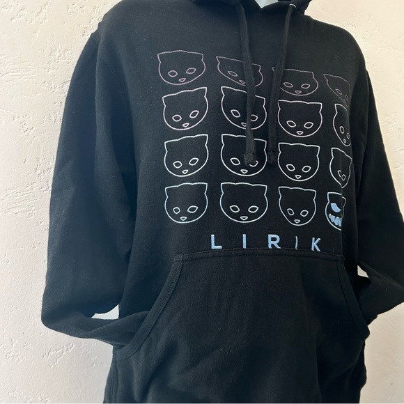 LIRIK Design by Humans Black Cat Face Hoodie Size Small - Picture 6 of 11
